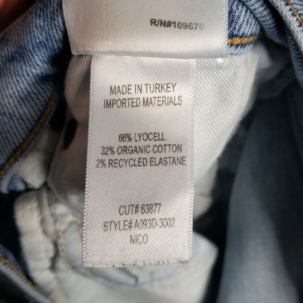 Agolde Nico High Rise Slim Fit Button Fly Ankle Jeans Size 29 Sustainable Retro